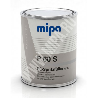 MIPA P60S Spritzfuller - 1л. Шпатлевка полиэстерная жидкая / напыляемая серая